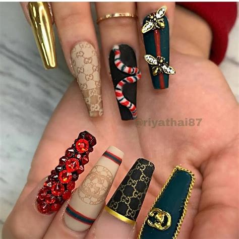 gucci nail water decals|Gucci nails with diamonds.